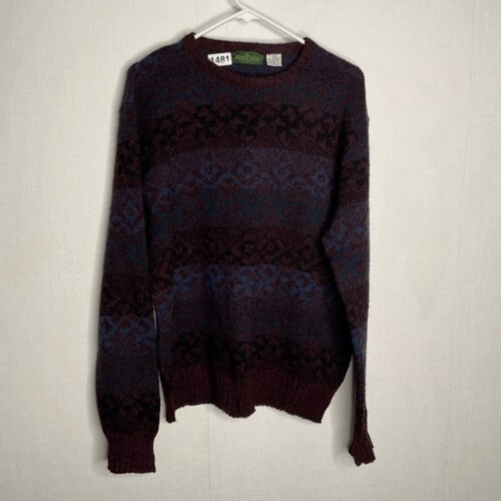 VTG Boundary Waters Purple-Bordeaux Crewneck Grandpa Sweater Men XL Italy